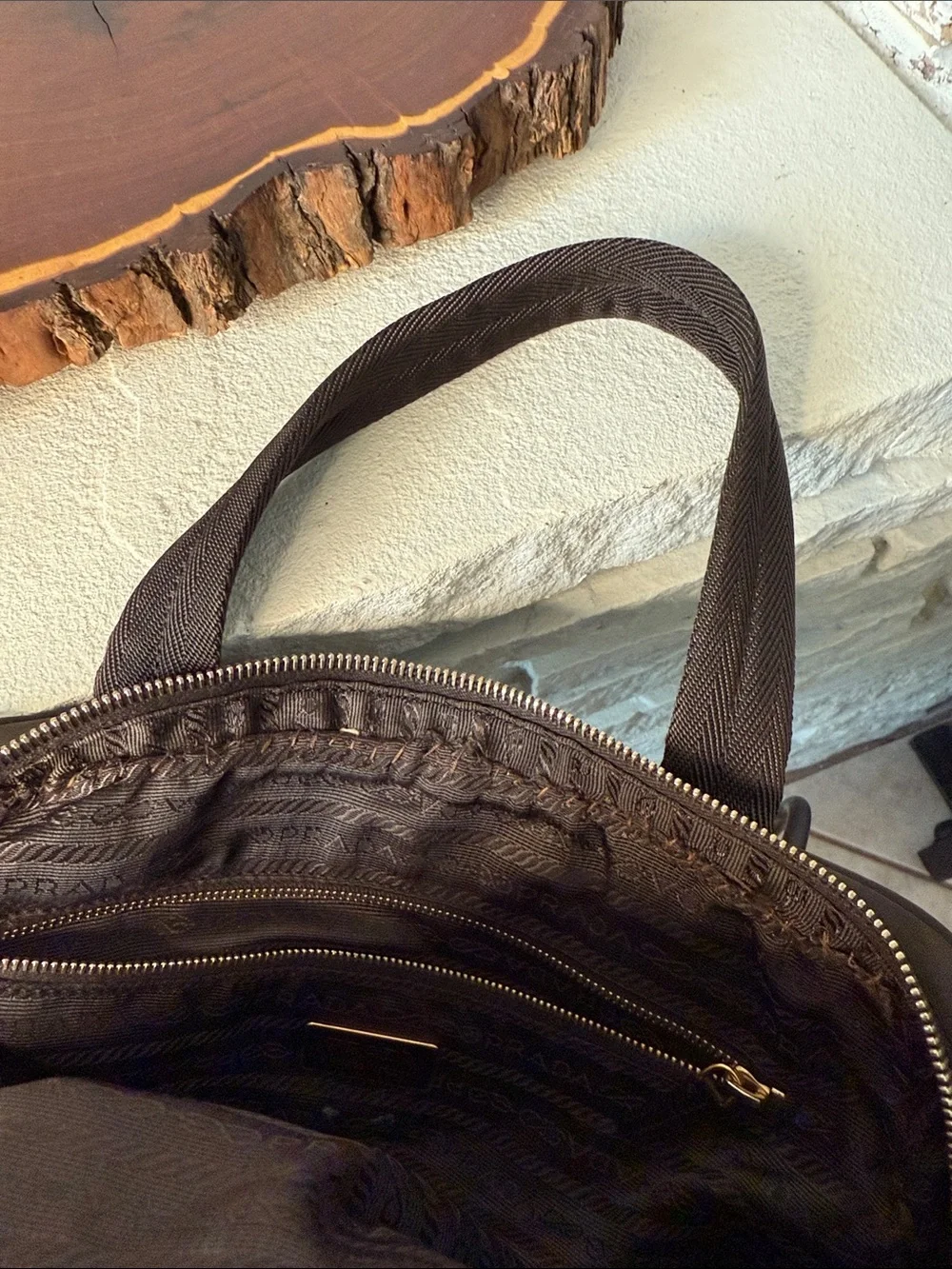 Prada  Nylon Satchel with Gold Hardware